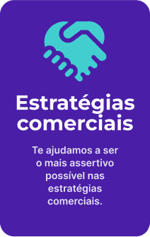 banner com fundo roxo escrito: "Estratégias comerciais. Te ajudamos a ser o mais assertivo possível nas estratégias comerciais"