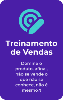 banner em fundo roxo escrito: treinamento de vendas. Domine o produto, afinal, não se vende o que não se conhece, não é mesmo?!