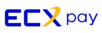 Logotipo da ECX Pay em azul e um X amarelo estilizada