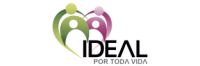 Logo da Ideal por Toda Vida com escrita em preto e um coração à esquerda em verde e rosa